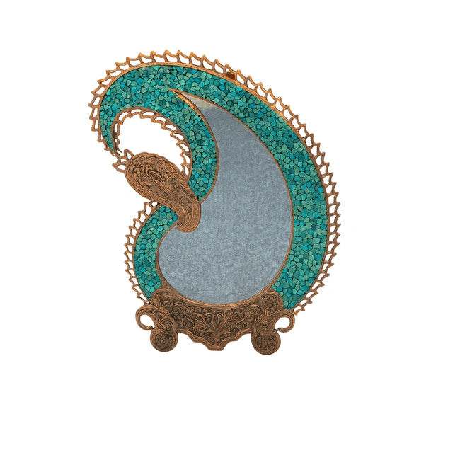 مرآة بتصميم البازلاء التركواز، مقاس 40، رقم المنتج ACH338 مرآة بتصميم البازلاء التركواز، مقاس 40، رقم المنتج ACH338